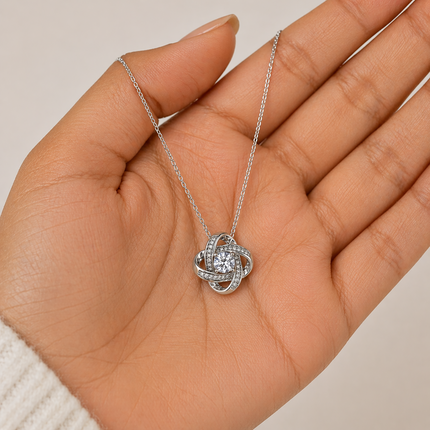 To Our Amazing Daughter Personalised Necklace With Poem, Love Knot Pendant In Keepsake Box