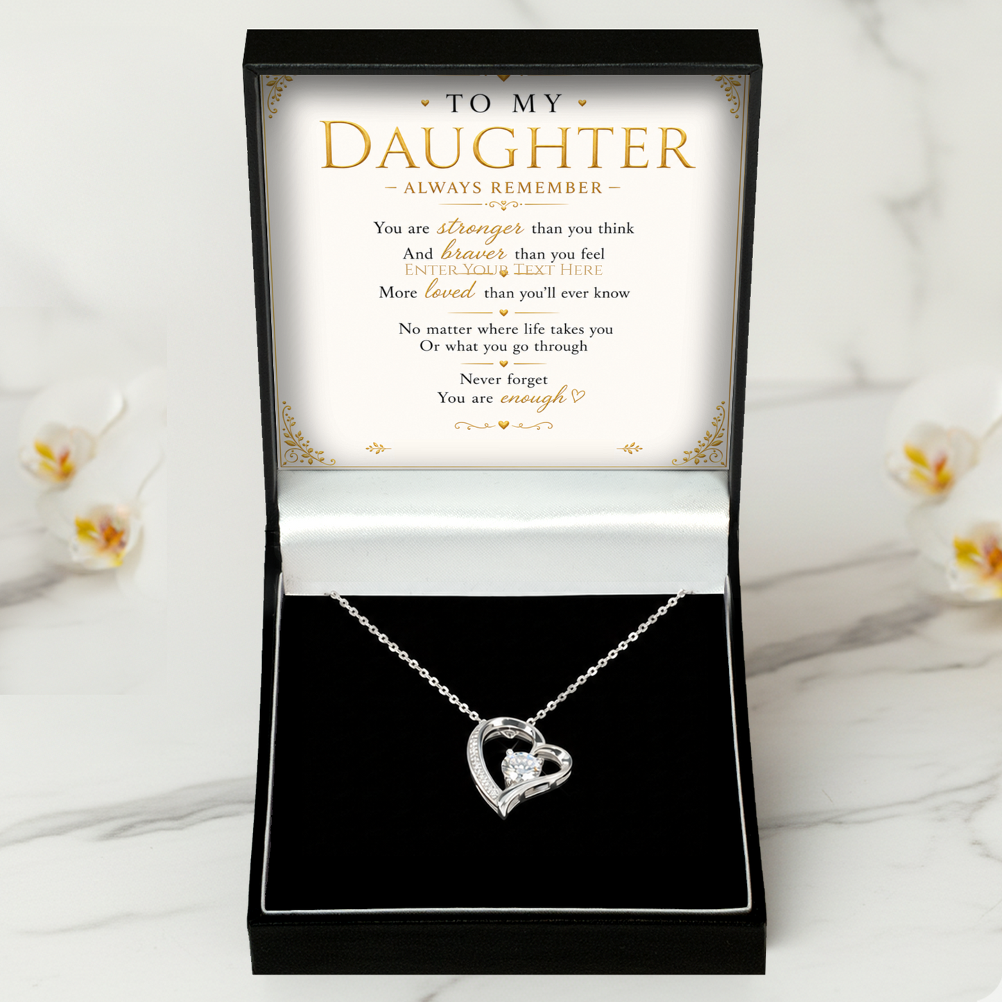 To My Daughter Personalised Necklace With Poem, Eternal Heart Pendant In Keepsake Box