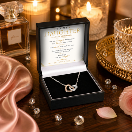 To My Daughter Personalised Necklace With Poem, Eternal Heart Pendant In Keepsake Box