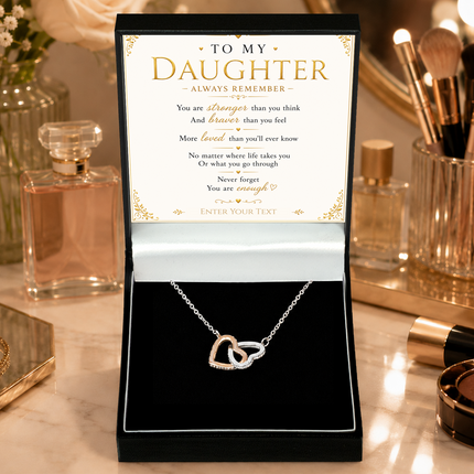 To My Daughter Personalised Necklace With Poem, Eternal Heart Pendant In Keepsake Box