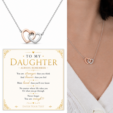 To My Daughter Personalised Necklace With Poem, Eternal Heart Pendant In Keepsake Box