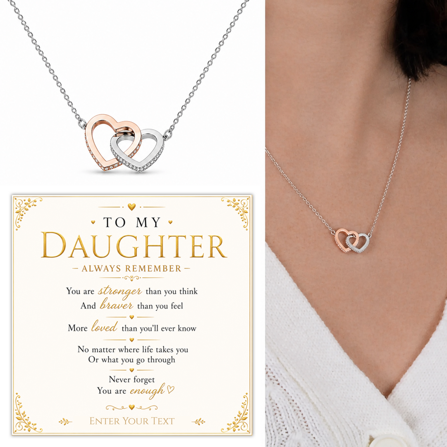 To My Daughter Personalised Necklace With Poem, Eternal Heart Pendant In Keepsake Box