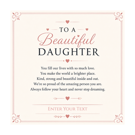 To A Beautiful Daughter Personalised Necklace With Poem, Interlocking Hearts Pendant In Keepsake Box