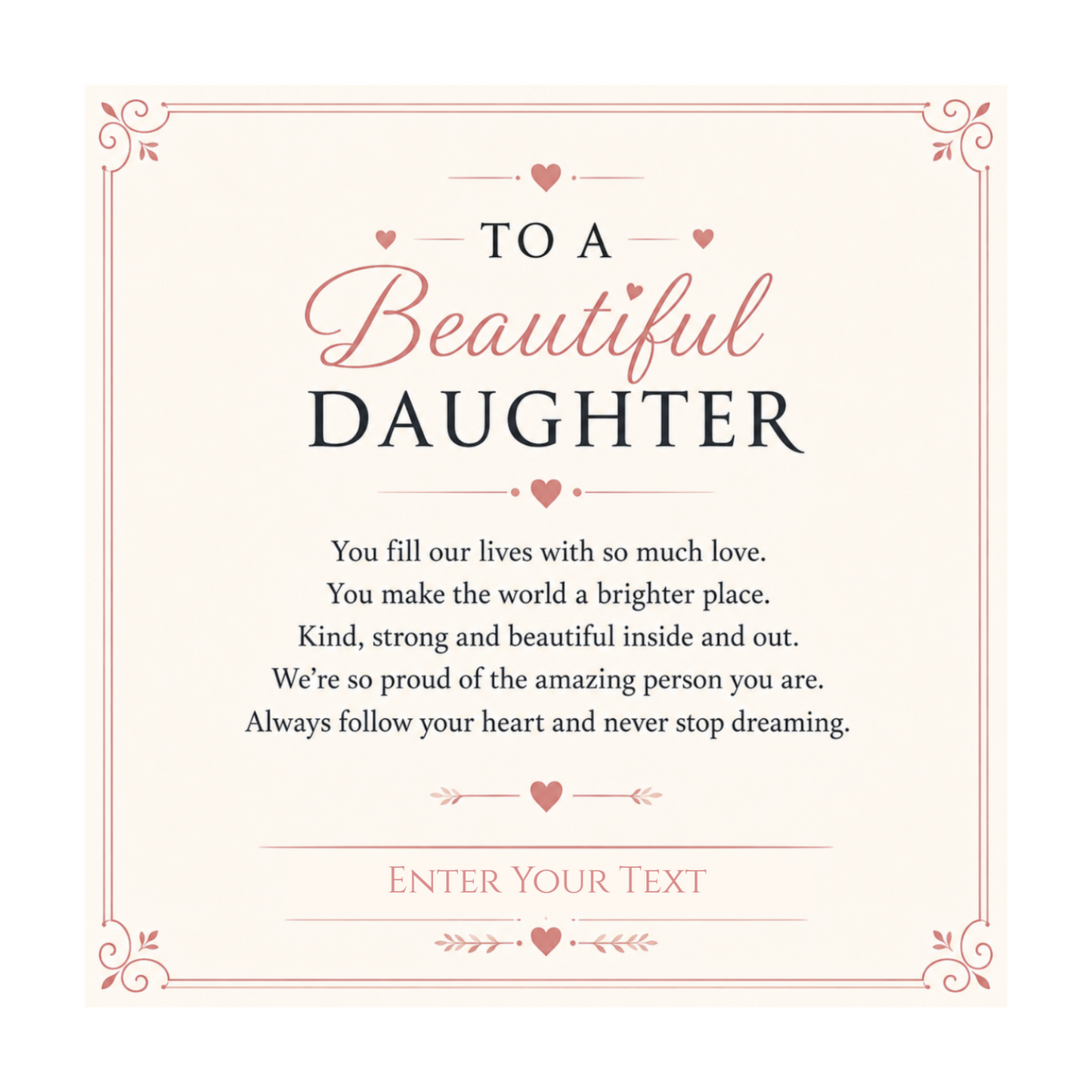 To A Beautiful Daughter Personalised Necklace With Poem, Eternal Heart Pendant In Keepsake Box