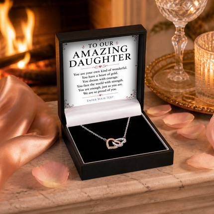 To Our Amazing Daughter Personalised Necklace With Poem, Eternal Heart Pendant In Keepsake Box