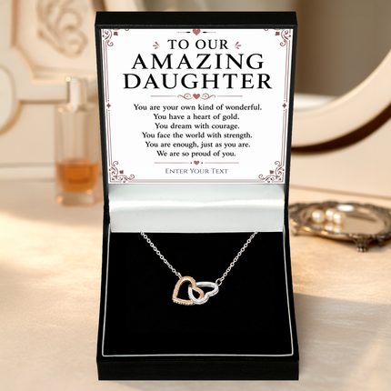To Our Amazing Daughter Personalised Necklace With Poem, Eternal Heart Pendant In Keepsake Box