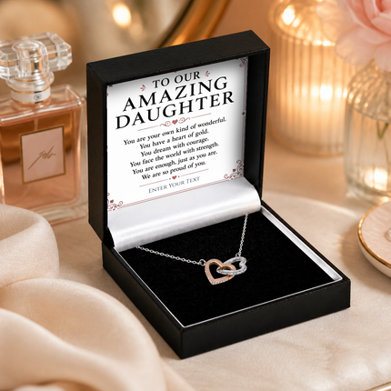 To Our Amazing Daughter Personalised Necklace With Poem, Eternal Heart Pendant In Keepsake Box