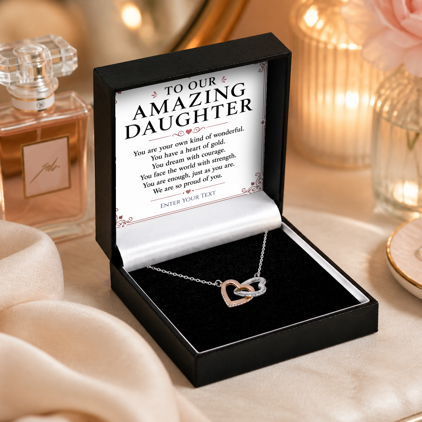 To Our Amazing Daughter Personalised Necklace With Poem, Eternal Heart Pendant In Keepsake Box