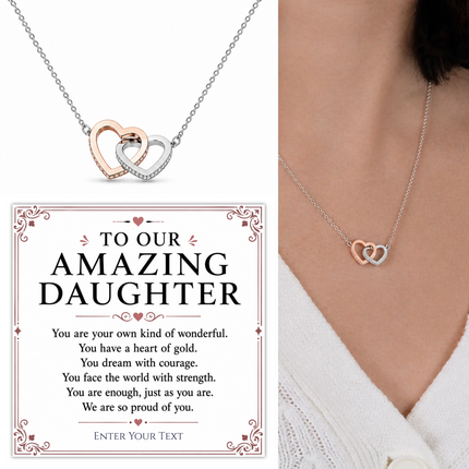 To Our Amazing Daughter Personalised Necklace With Poem, Eternal Heart Pendant In Keepsake Box