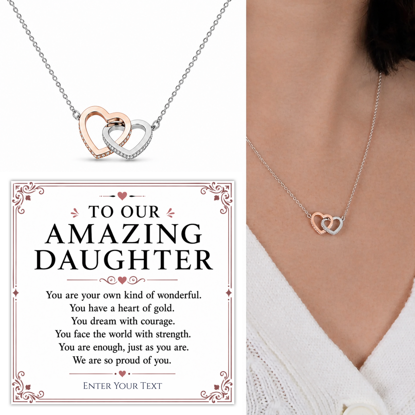 To Our Amazing Daughter Personalised Necklace With Poem, Eternal Heart Pendant In Keepsake Box