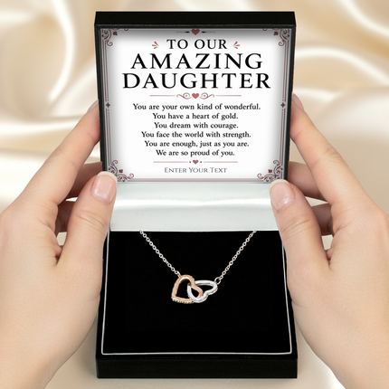 To Our Amazing Daughter Personalised Necklace With Poem, Eternal Heart Pendant In Keepsake Box