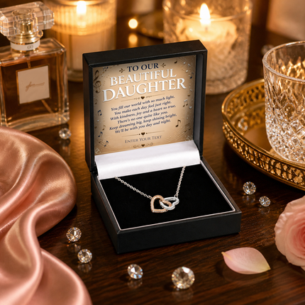 To Our Beautiful Daughter Personalised Necklace With Poem, Eternal Heart Pendant In Keepsake Box