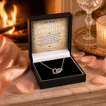 To Our Beautiful Daughter Personalised Necklace With Poem, Eternal Heart Pendant In Keepsake Box