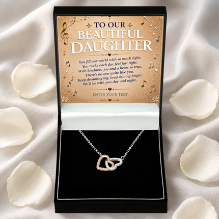 To Our Beautiful Daughter Personalised Necklace With Poem, Eternal Heart Pendant In Keepsake Box