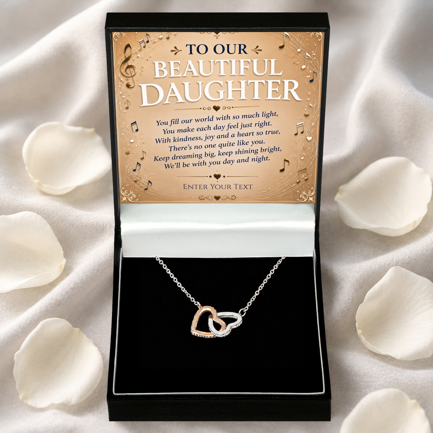 To Our Beautiful Daughter Personalised Necklace With Poem, Eternal Heart Pendant In Keepsake Box