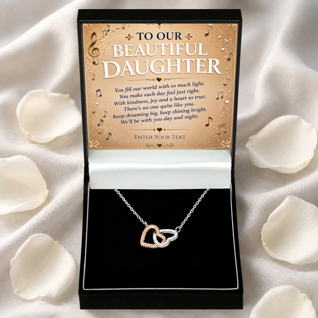 To Our Beautiful Daughter Personalised Necklace With Poem, Eternal Heart Pendant In Keepsake Box