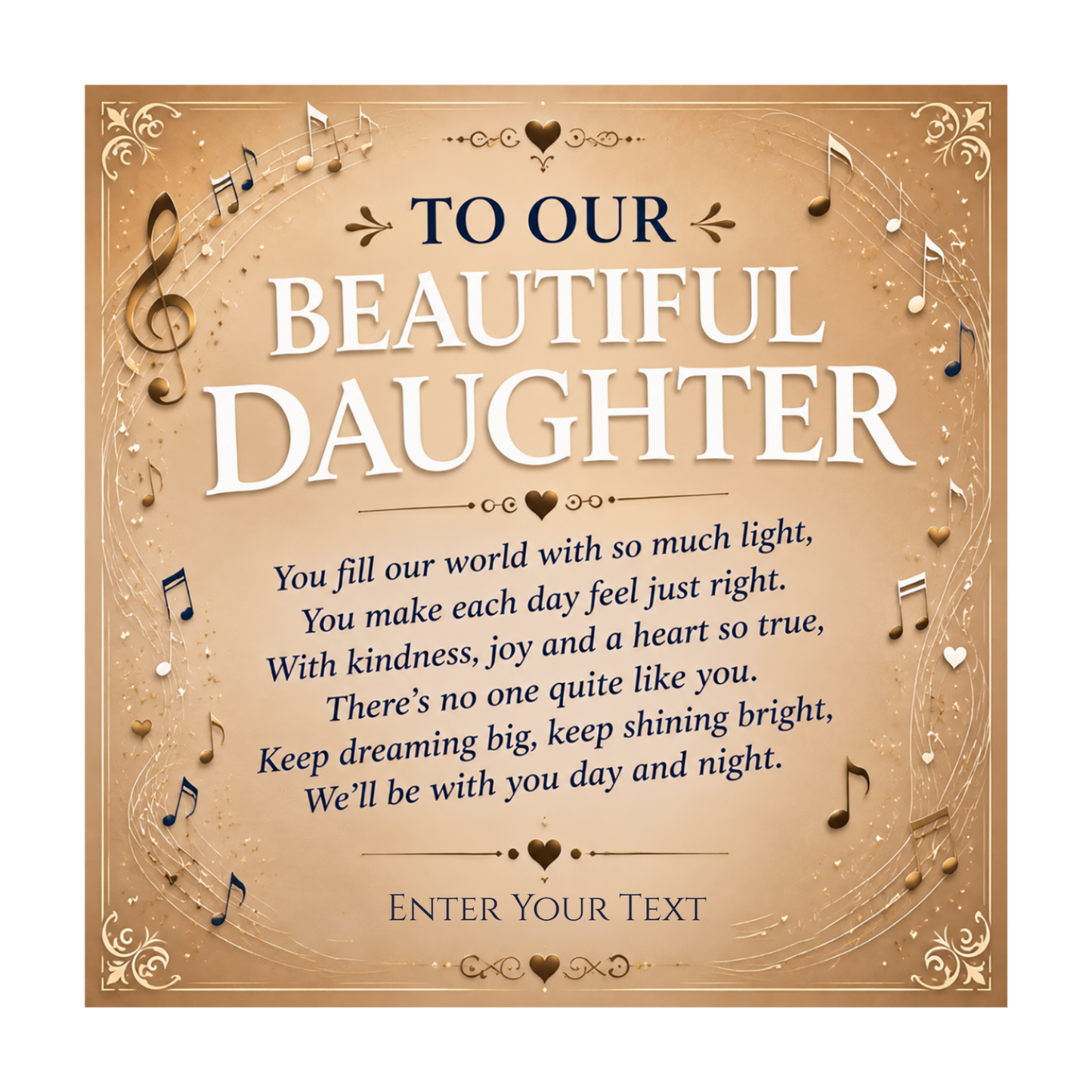 To Our Beautiful Daughter Personalised Necklace With Poem, Eternal Heart Pendant In Keepsake Box