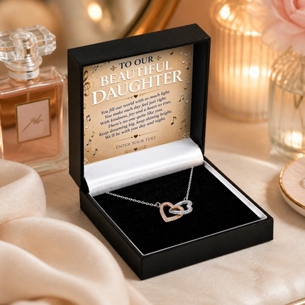 To Our Beautiful Daughter Personalised Necklace With Poem, Eternal Heart Pendant In Keepsake Box