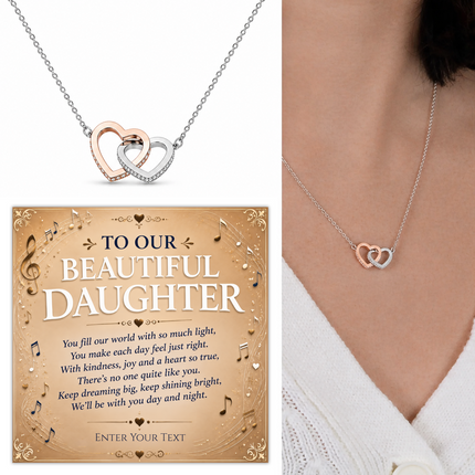 To Our Beautiful Daughter Personalised Necklace With Poem, Eternal Heart Pendant In Keepsake Box