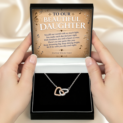 To Our Beautiful Daughter Personalised Necklace With Poem, Eternal Heart Pendant In Keepsake Box