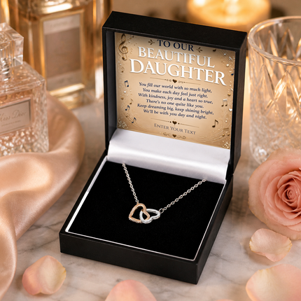 To Our Beautiful Daughter Personalised Necklace With Poem, Eternal Heart Pendant In Keepsake Box