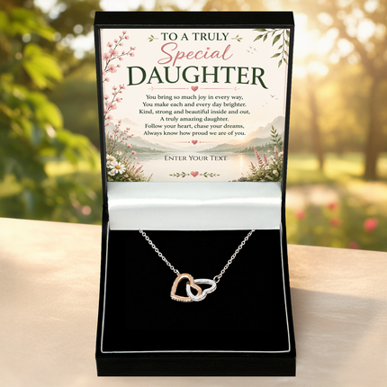 To A Truly Special Daughter Personalised Necklace With Poem, Eternal Heart Pendant In Keepsake Box