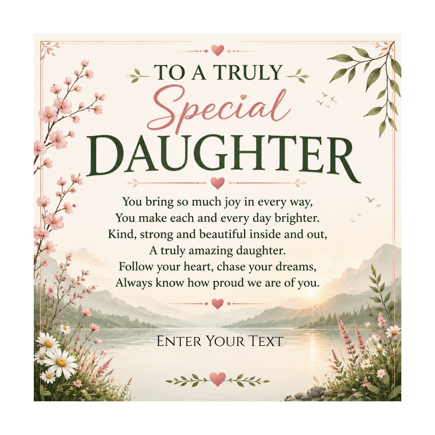To A Truly Special Daughter Personalised Necklace With Poem, Eternal Heart Pendant In Keepsake Box