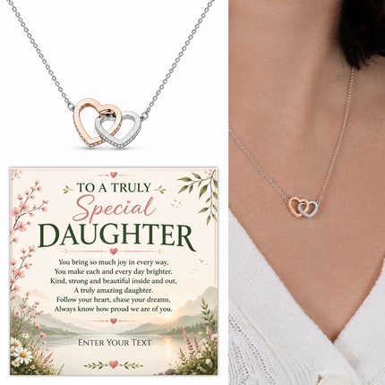 To A Truly Special Daughter Personalised Necklace With Poem, Eternal Heart Pendant In Keepsake Box