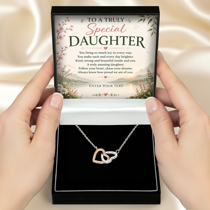 To A Truly Special Daughter Personalised Necklace With Poem, Eternal Heart Pendant In Keepsake Box