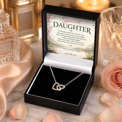 To A Truly Special Daughter Personalised Necklace With Poem, Eternal Heart Pendant In Keepsake Box