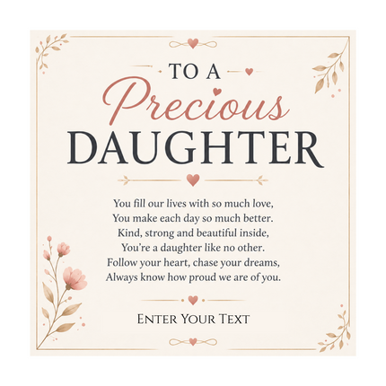 To A Precious Daughter Personalised Necklace With Poem, Eternal Heart Pendant In Keepsake Box
