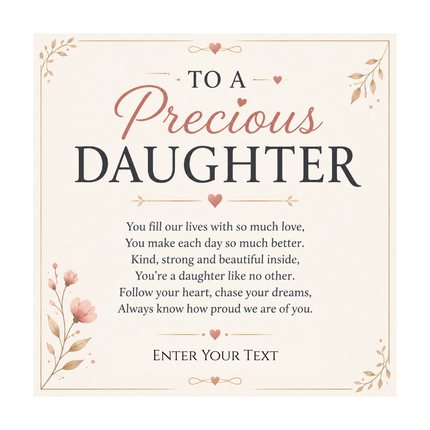 To A Precious Daughter Personalised Necklace With Poem, Eternal Heart Pendant In Keepsake Box