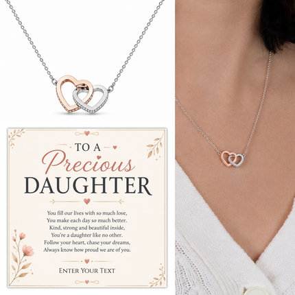 To A Precious Daughter Personalised Necklace With Poem, Eternal Heart Pendant In Keepsake Box