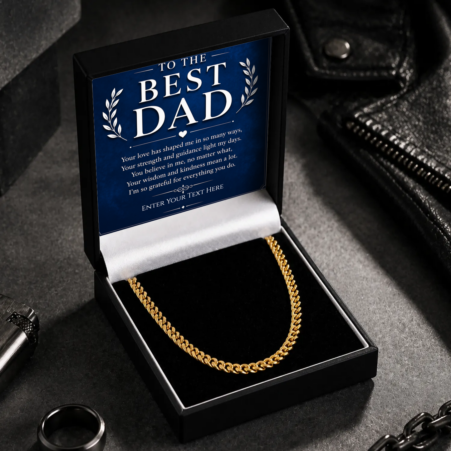 To The Best Dad 18k Gold Plated Cuban Chain Necklace With Personalised Keepsake Box