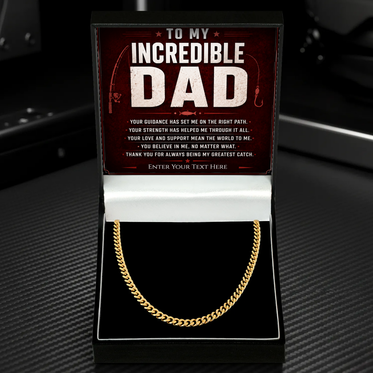 To My Incredible Dad 18k Gold Plated Cuban Chain Necklace With Personalised Keepsake Box