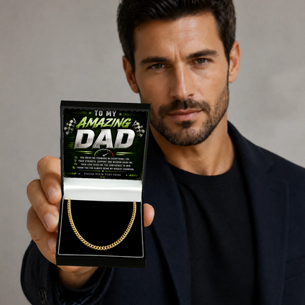 To My Amazing  Dad 18k Gold Plated Cuban Chain Necklace With Personalised Keepsake Box