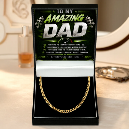 To My Amazing  Dad 18k Gold Plated Cuban Chain Necklace With Personalised Keepsake Box