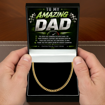 To My Amazing  Dad 18k Gold Plated Cuban Chain Necklace With Personalised Keepsake Box