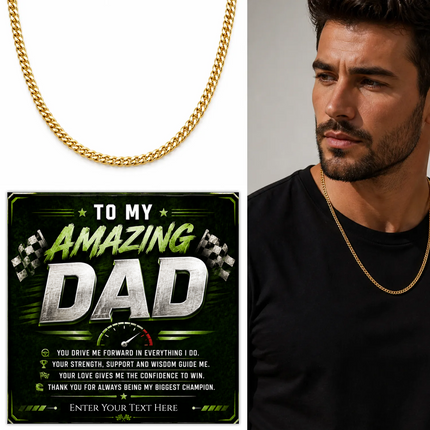 To My Amazing  Dad 18k Gold Plated Cuban Chain Necklace With Personalised Keepsake Box