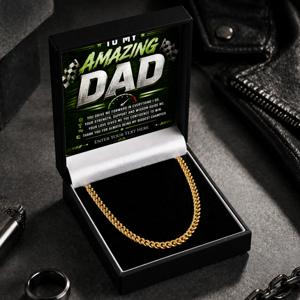 To My Amazing  Dad 18k Gold Plated Cuban Chain Necklace With Personalised Keepsake Box