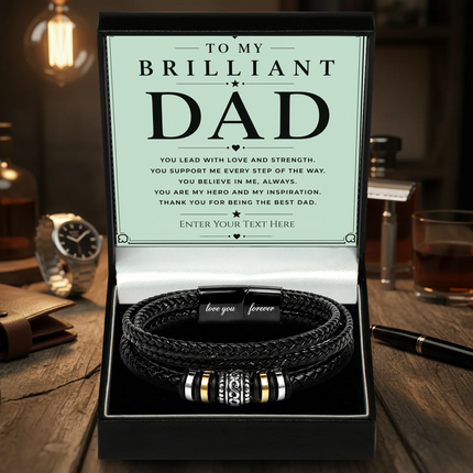 To My Brilliant Dad Eternal Bond Bracelet With Personalised Keepsake Box
