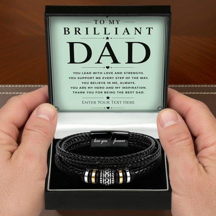 To My Brilliant Dad Eternal Bond Bracelet With Personalised Keepsake Box