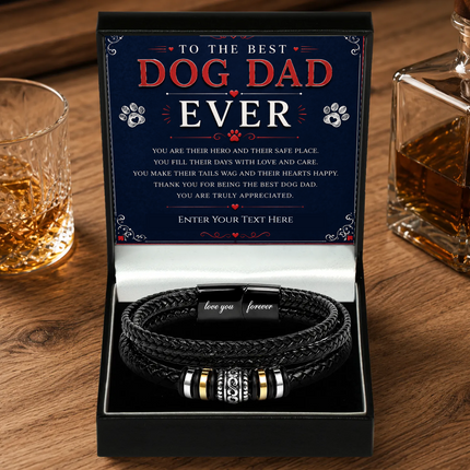 To The Best Dog Dad Eternal Bond Bracelet With Personalised Keepsake Box