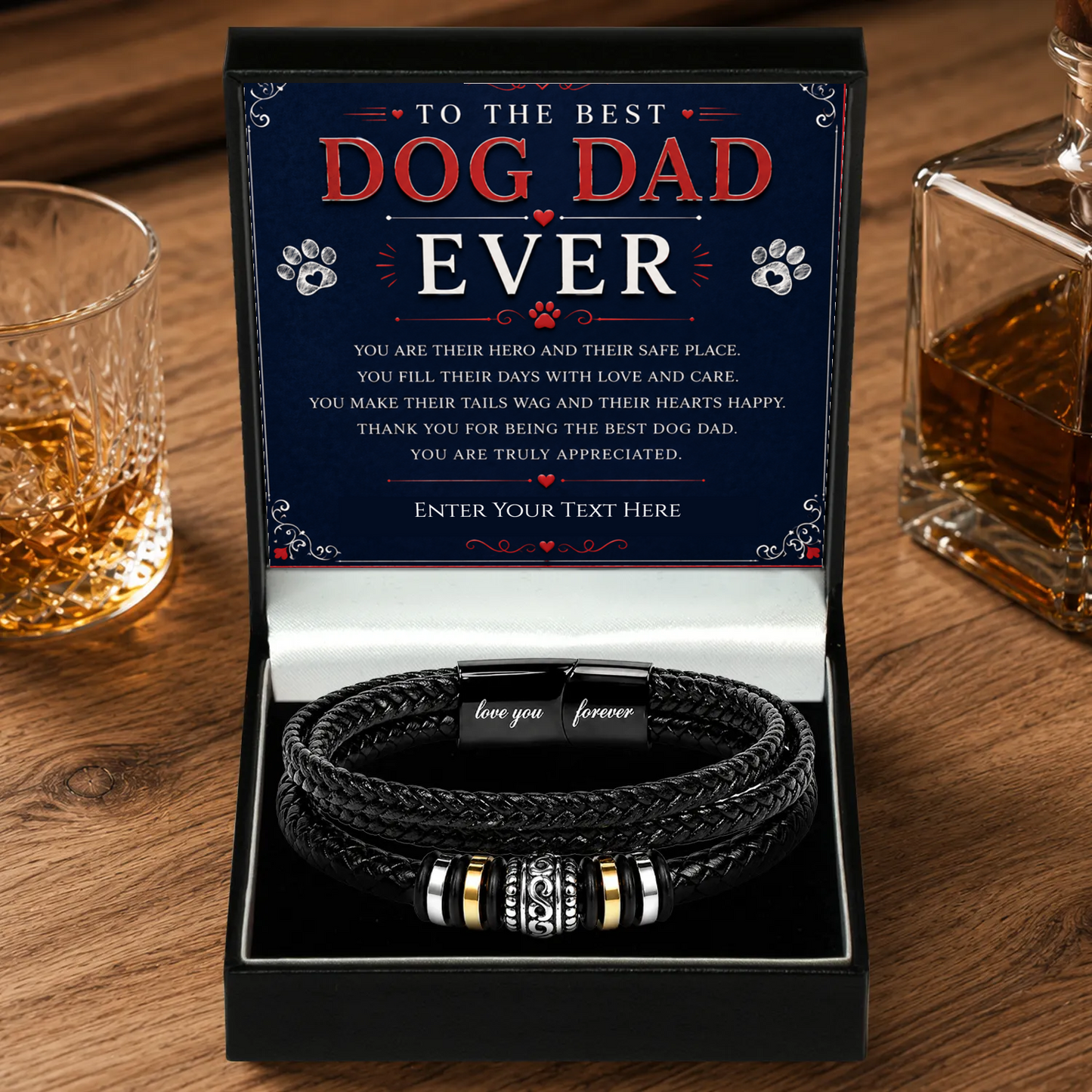 To The Best Dog Dad Eternal Bond Bracelet With Personalised Keepsake Box