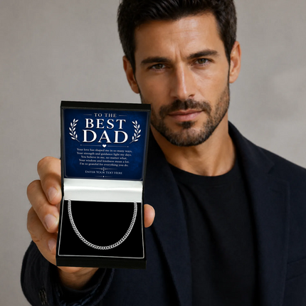 To The Best Dad Stainless Steel Cuban Chain Necklace With Personalised Keepsake Box