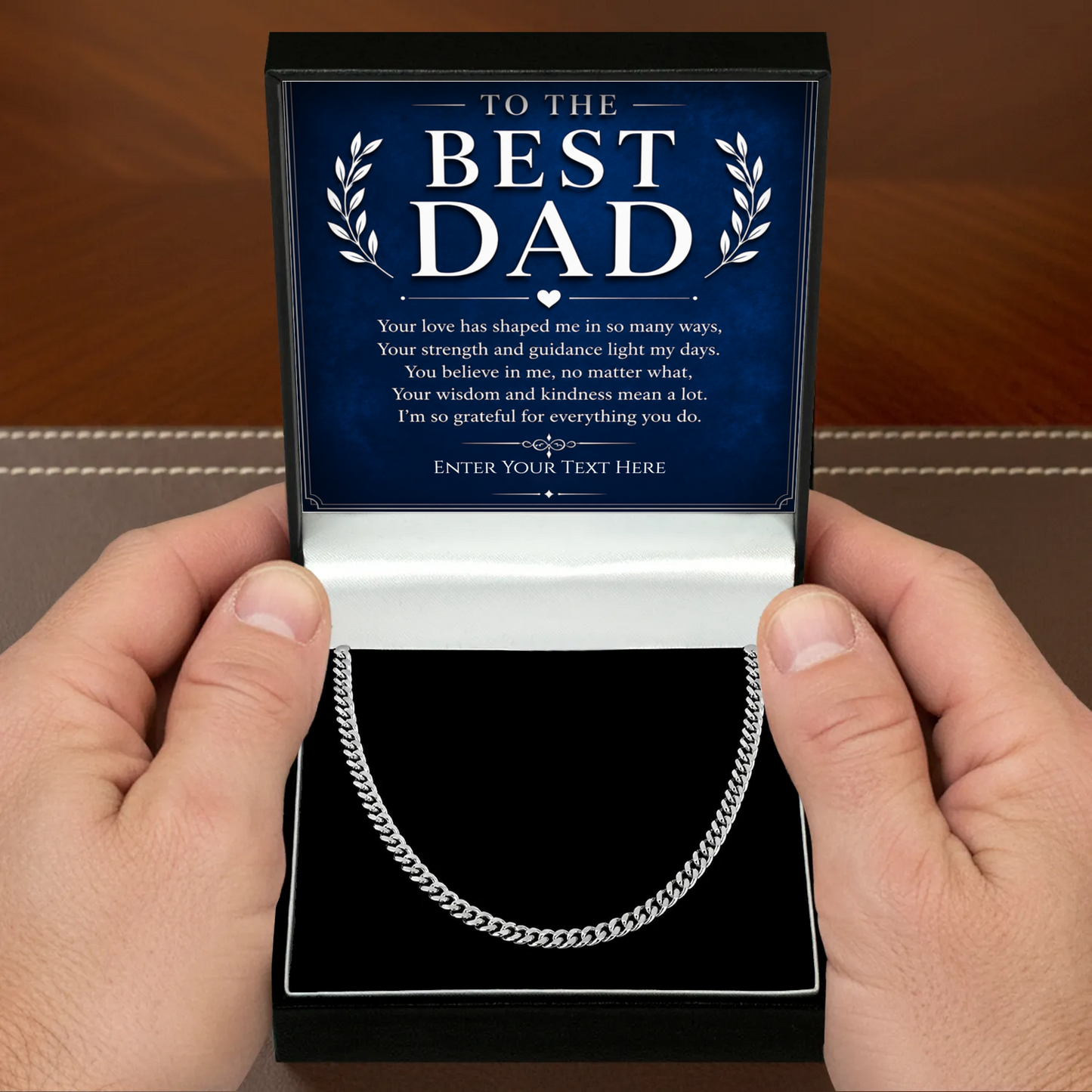To The Best Dad Stainless Steel Cuban Chain Necklace With Personalised Keepsake Box