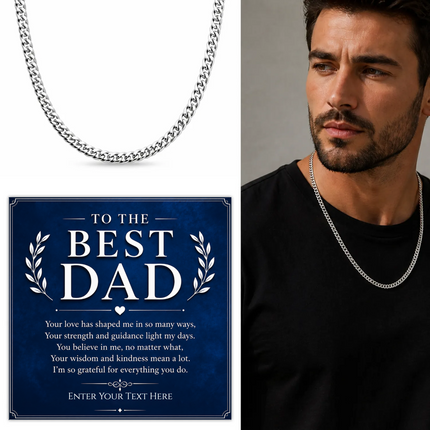 To The Best Dad Stainless Steel Cuban Chain Necklace With Personalised Keepsake Box