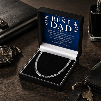 To The Best Dad Stainless Steel Cuban Chain Necklace With Personalised Keepsake Box