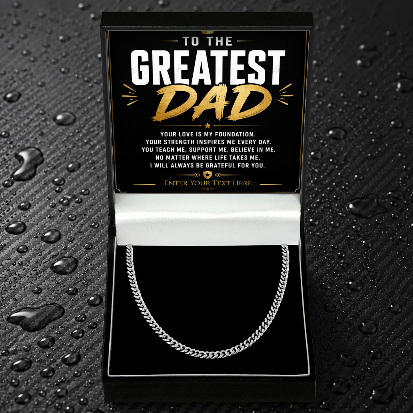 To The Greatest Dad Stainless Steel Cuban Chain Necklace With Personalised Keepsake Box