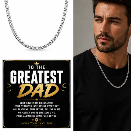 To The Greatest Dad Stainless Steel Cuban Chain Necklace With Personalised Keepsake Box